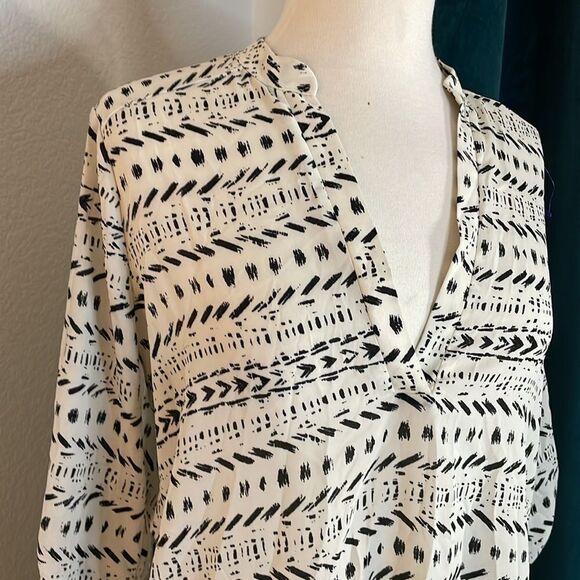 Lush cream and black Geometric Blouse Top for Women | size M - Picture 3 of 7